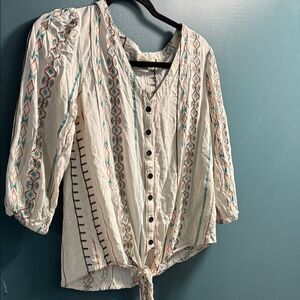 Boho Embroidered Blouse - Cream